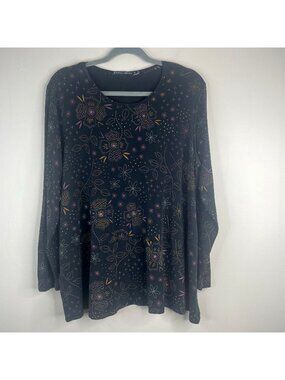 Gudrun Sjoden Top Womens XLarge Art To Wear Lagenlook Tunic Comfy Lounge Travel